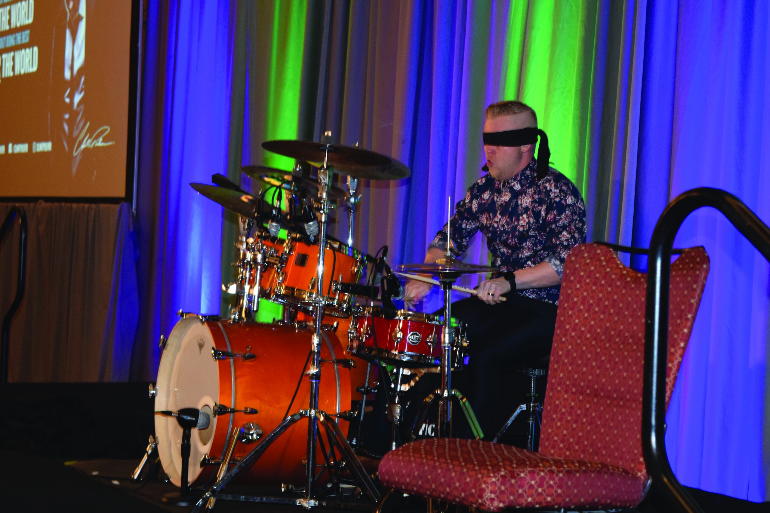 Keynote Speaker Clint Pulver (Emmy Award Winning, Author, Musician, and Workforce Expert) drums blin