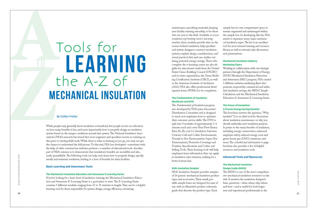 Tools for Learning the AZ of Mechanical Insulation Insulation