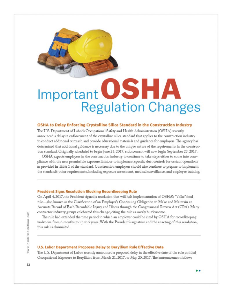 Important OSHA Regulation Changes Insulation Outlook Magazine