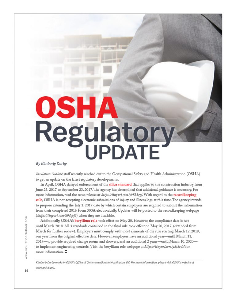 OSHA Regulatory Update Insulation Outlook Magazine