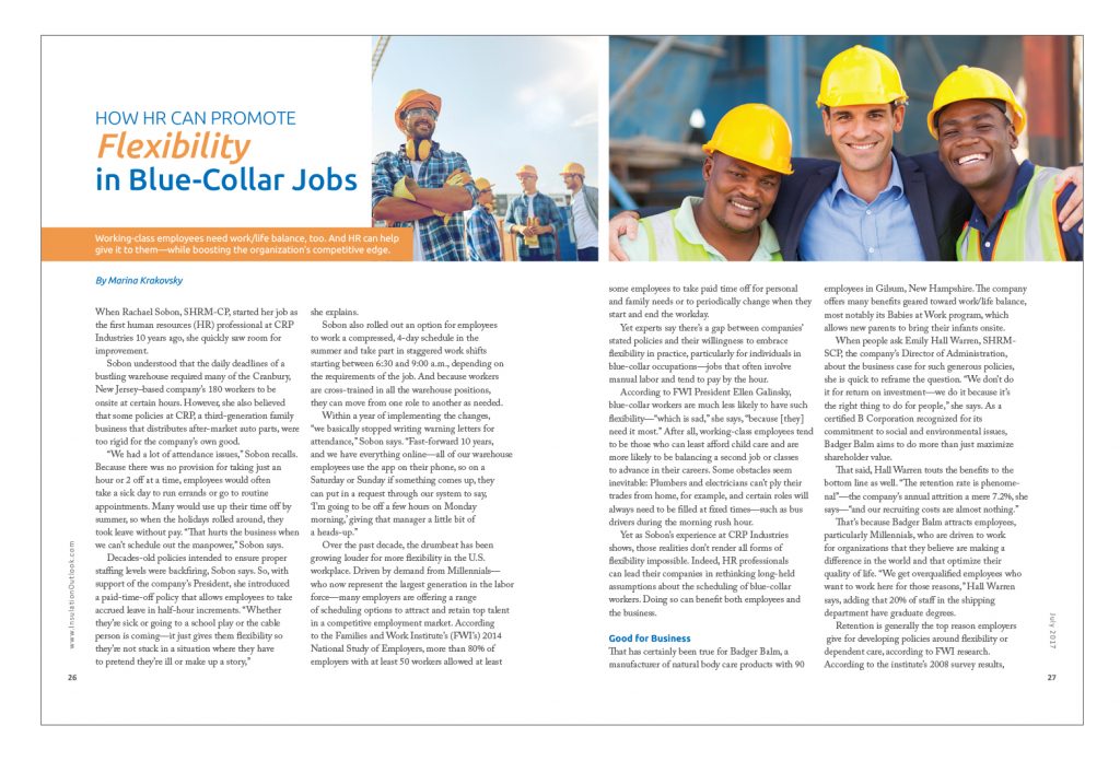 How HR Can Promote Flexibility in BlueCollar Jobs Insulation Outlook