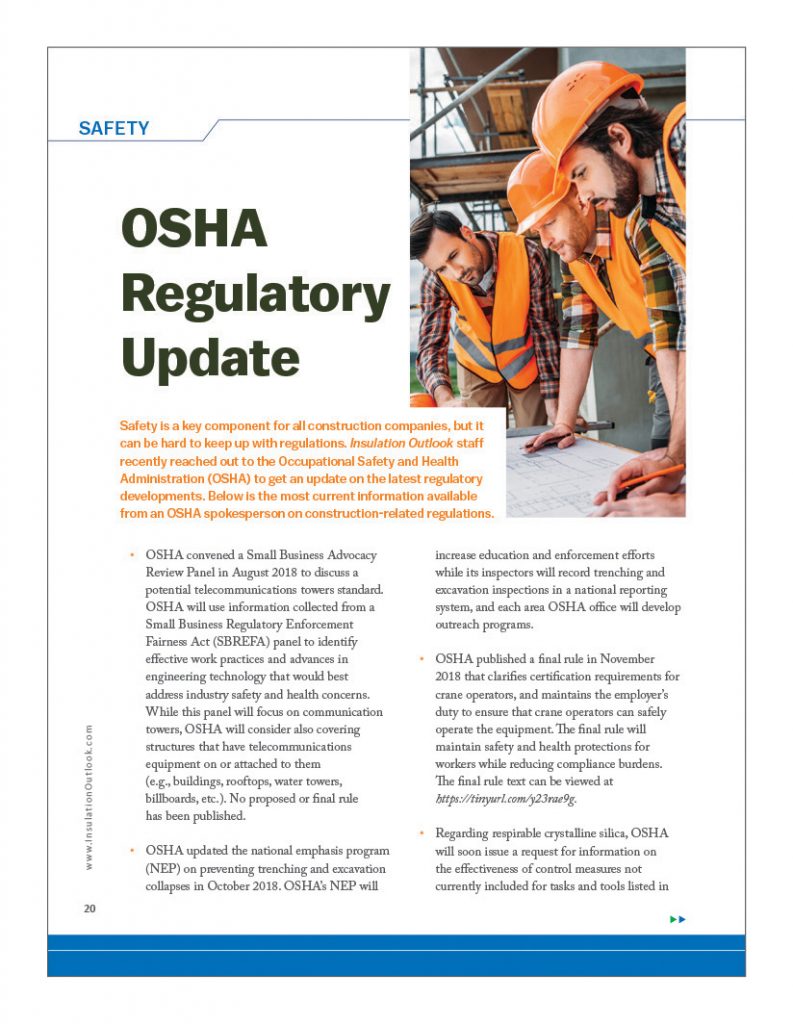 OSHA Regulatory Update Insulation Outlook Magazine