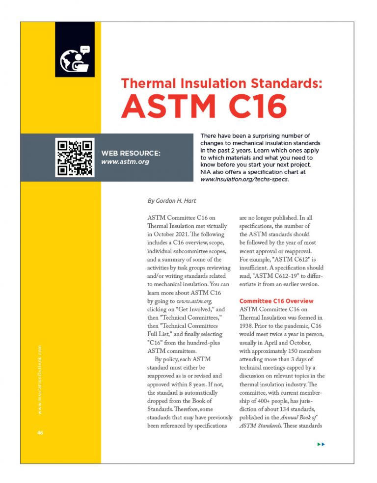 Thermal Insulation Standards ASTM C16 Insulation Outlook Magazine
