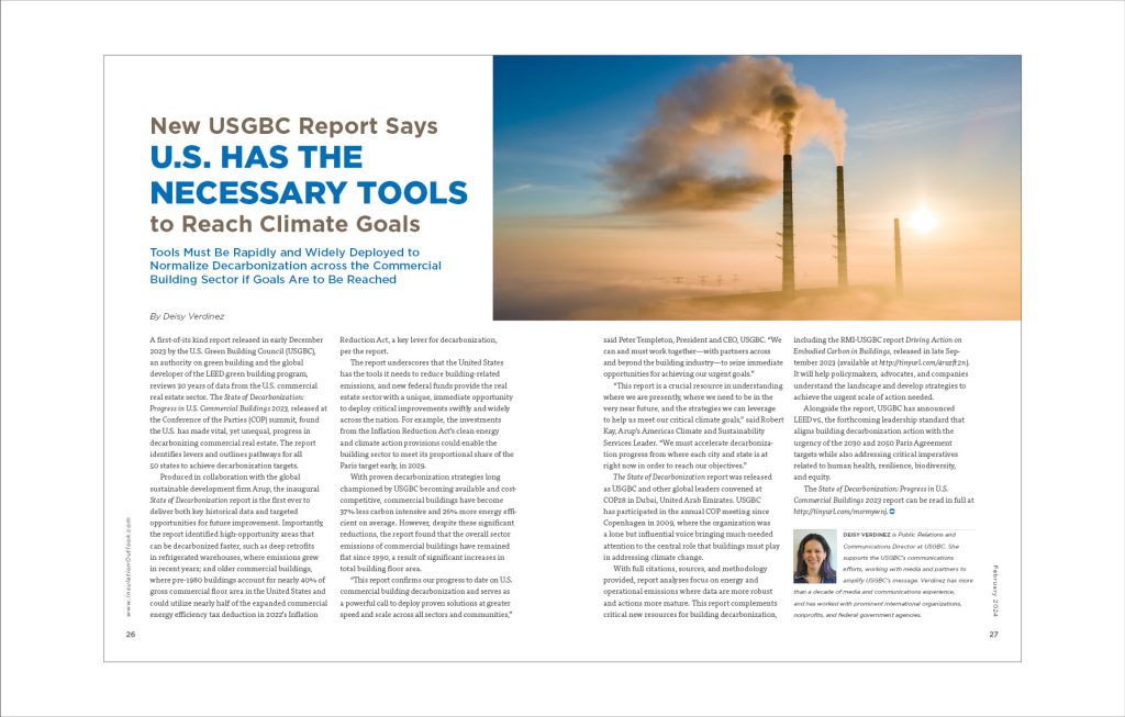 New USGBC Report Says U.S. Has the Necessary Tools to Reach Climate Goals Insulation Outlook